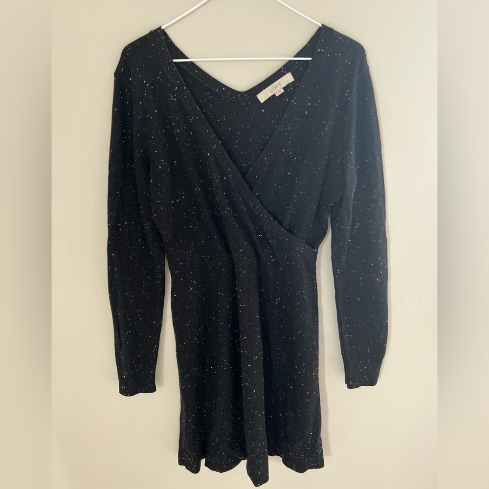 LOFT black speckled mini dress